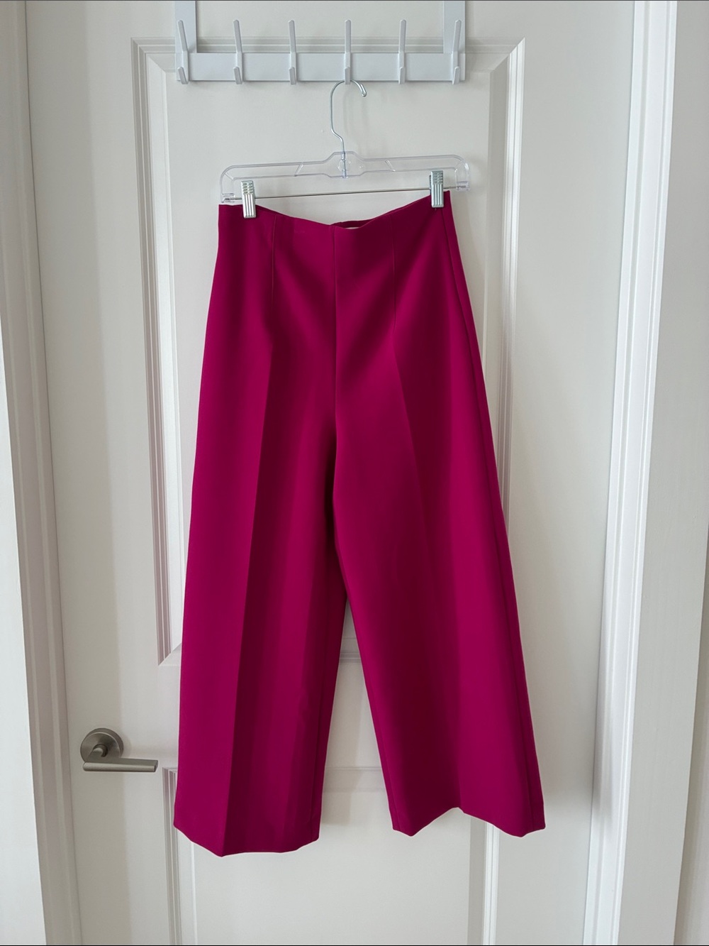 Zara Fuchsia Wide-Leg Cropped Trousers
